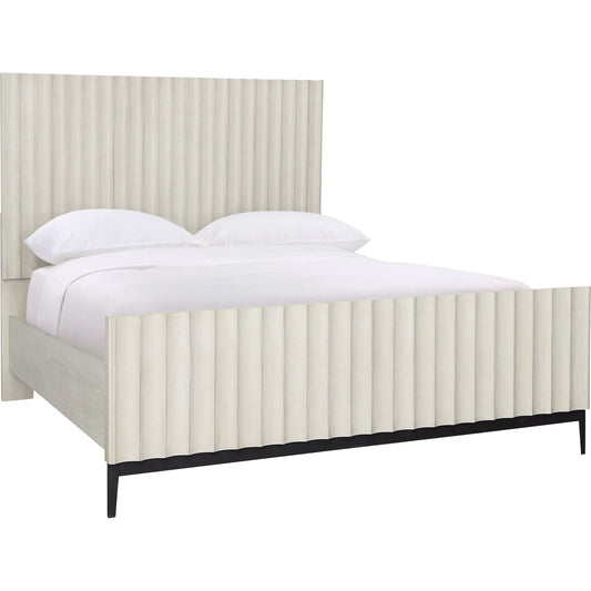 Silvia Bed by Arch & Plane in light grey wash. Made from rubber wood, oak veneer in a unique style.