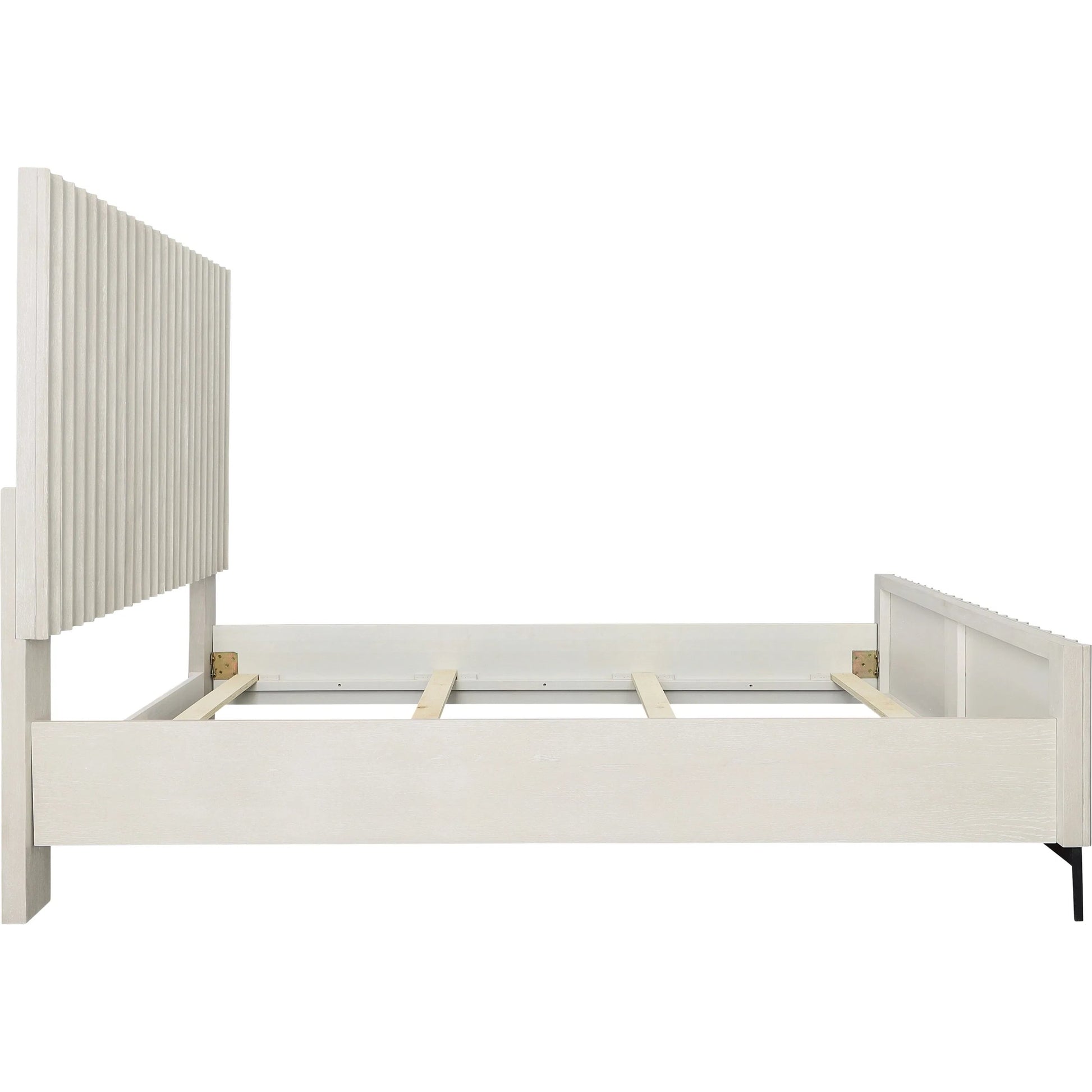 Brooks Bed by Arch & Plane in light grey wash. Made from rubber wood, oak veneer in a transitional style.