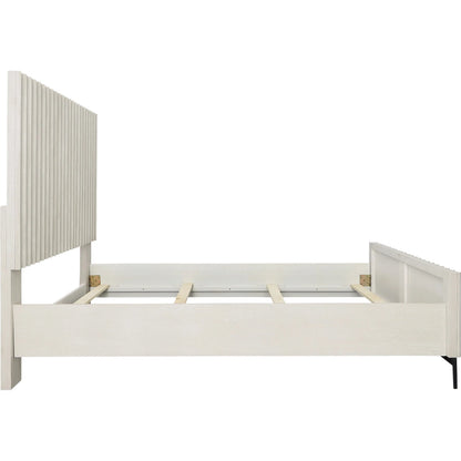 Brooks Bed by Arch & Plane in light grey wash. Made from rubber wood, oak veneer in a transitional style.