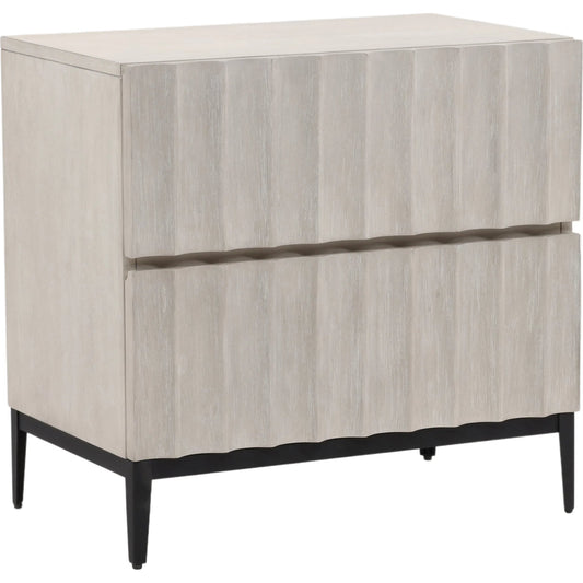 Silvia Nightstand by Arch & Plane in light grey, black. Made from rubber wood, oak veneer, metal in a unique style.