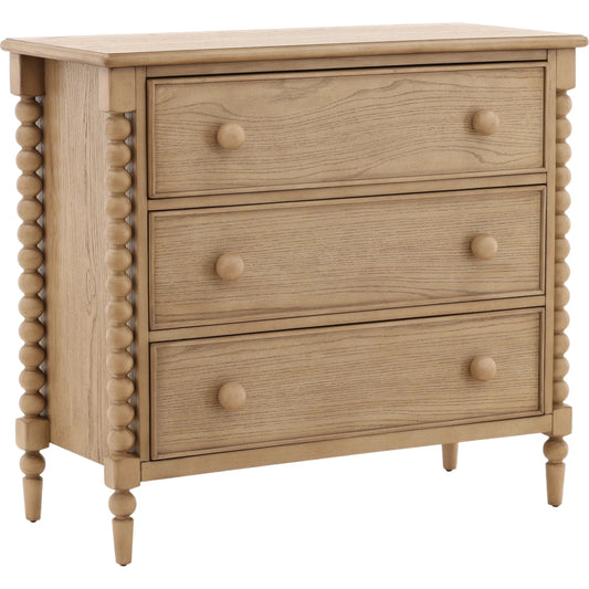 Marcellina Dresser by Arch & Plane in natural. Made from rubber wood, oak veneer in a unique style.