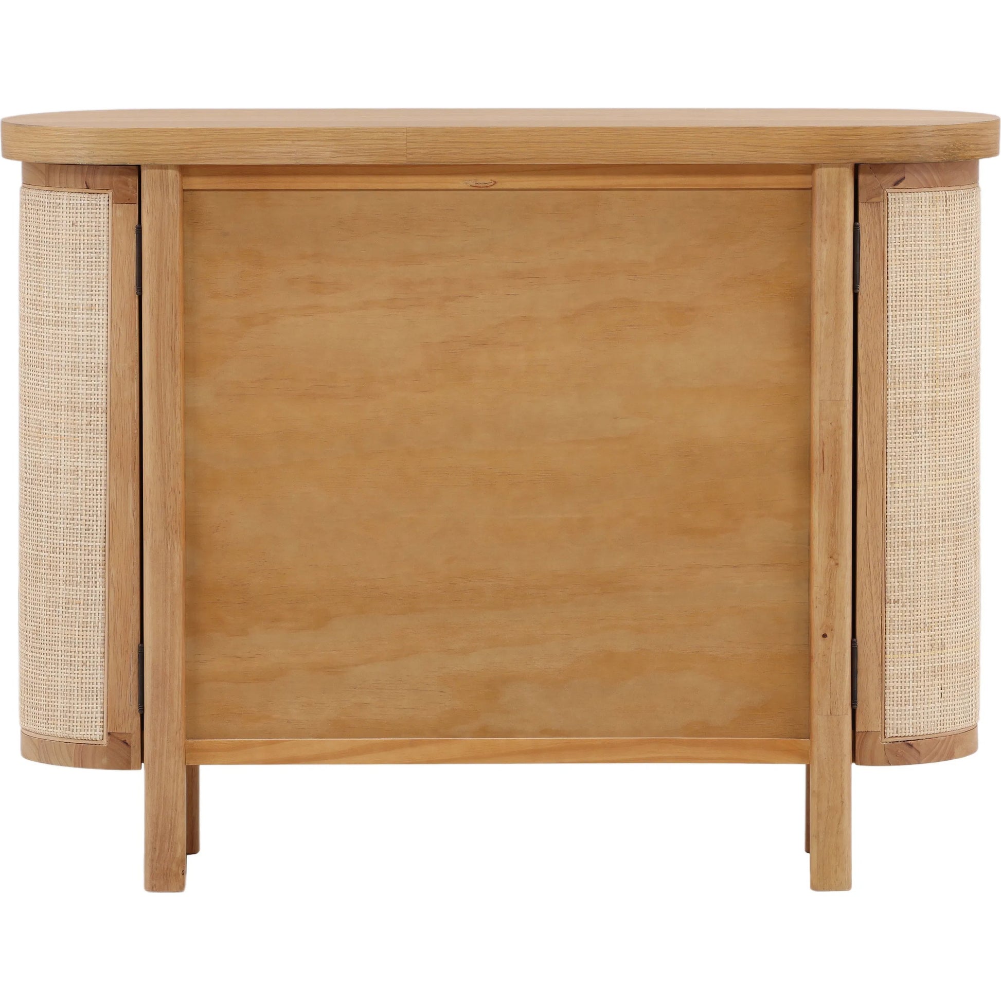 Joni Sideboard by Arch & Plane in natural. Made from rubber wood, oak veneer, cane in a transitional style.