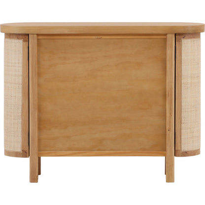 Joni Sideboard by Arch & Plane in natural. Made from rubber wood, oak veneer, cane in a transitional style.