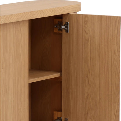 Joni Sideboard by Arch & Plane in natural. Made from rubber wood, oak veneer, cane in a transitional style.
