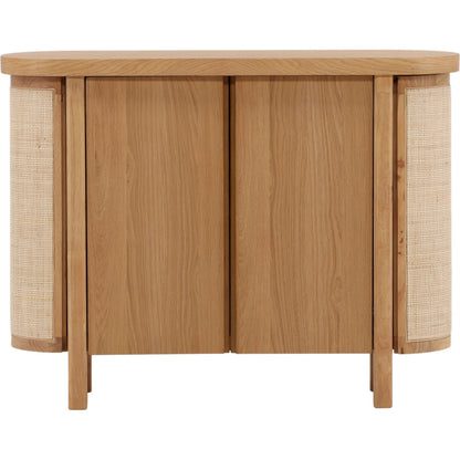 Joni Sideboard by Arch & Plane in natural. Made from rubber wood, oak veneer, cane in a transitional style.