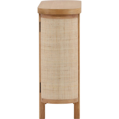Joni Sideboard by Arch & Plane in natural. Made from rubber wood, oak veneer, cane in a transitional style.
