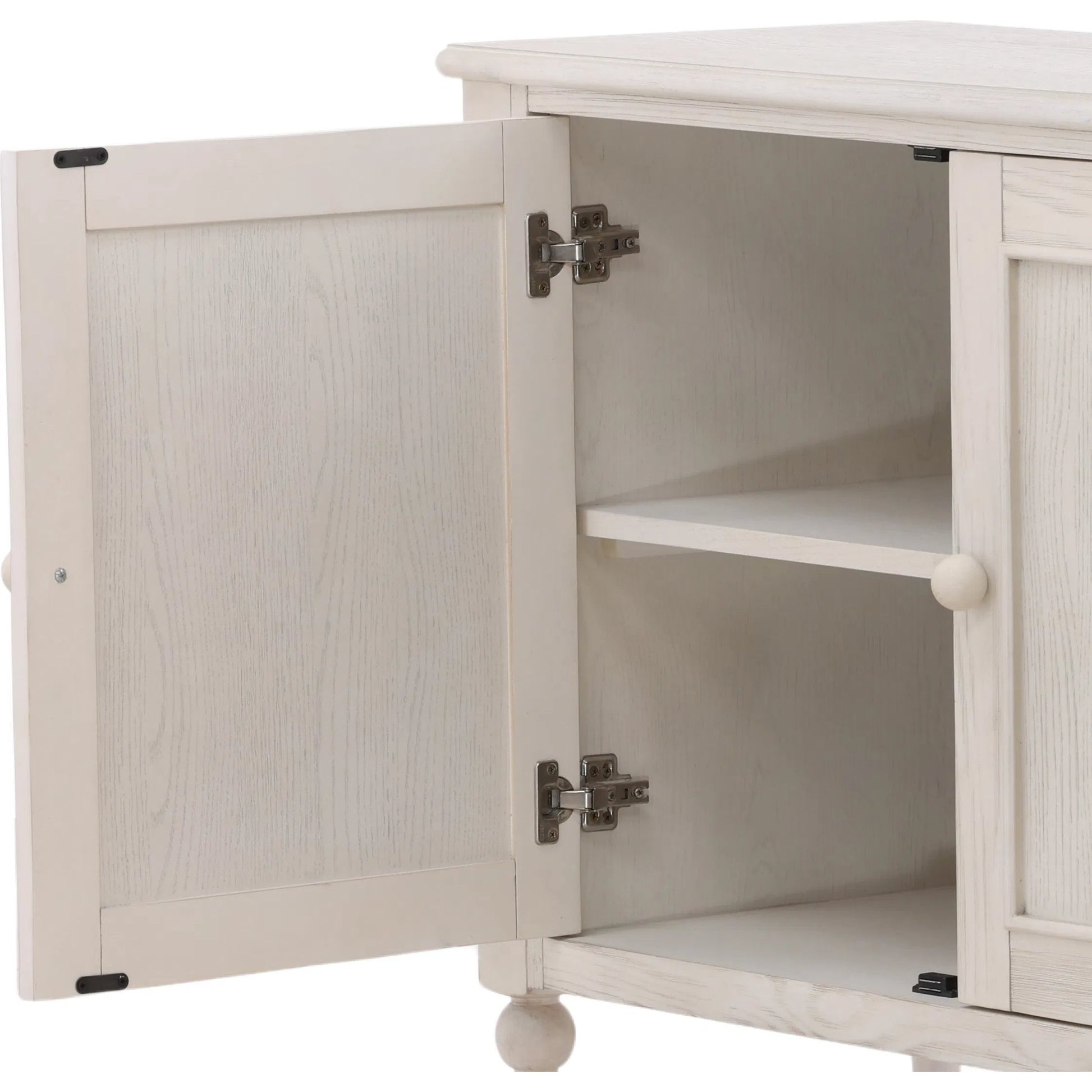 Marcellina Sideboard by Arch & Plane in whitewash. Made from pine wood, oak veneer in a transitional style.