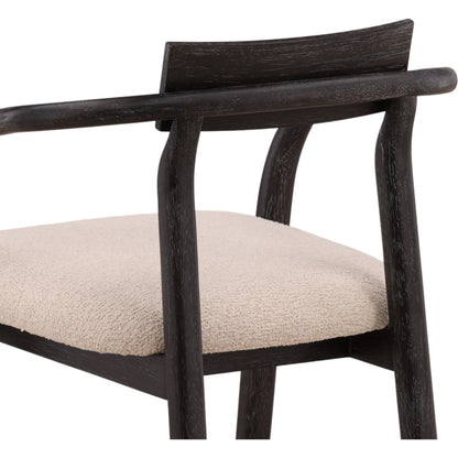 Sergio Dining Chair by Arch & Plane in everest cream, black. Made from boucle fabric, rubber wood veneer in a unique style.