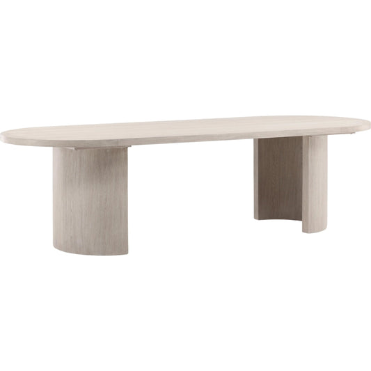 Sarai Dining Table by Arch & Plane in light grey. Made from rubber wood, oak veneer in a unique style.