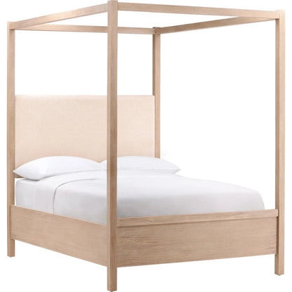 Astrid Bed by Arch & Plane in everest cream, light warm wash. Made from boucle fabric, solid pine wood, pine veneer in a transitional style.