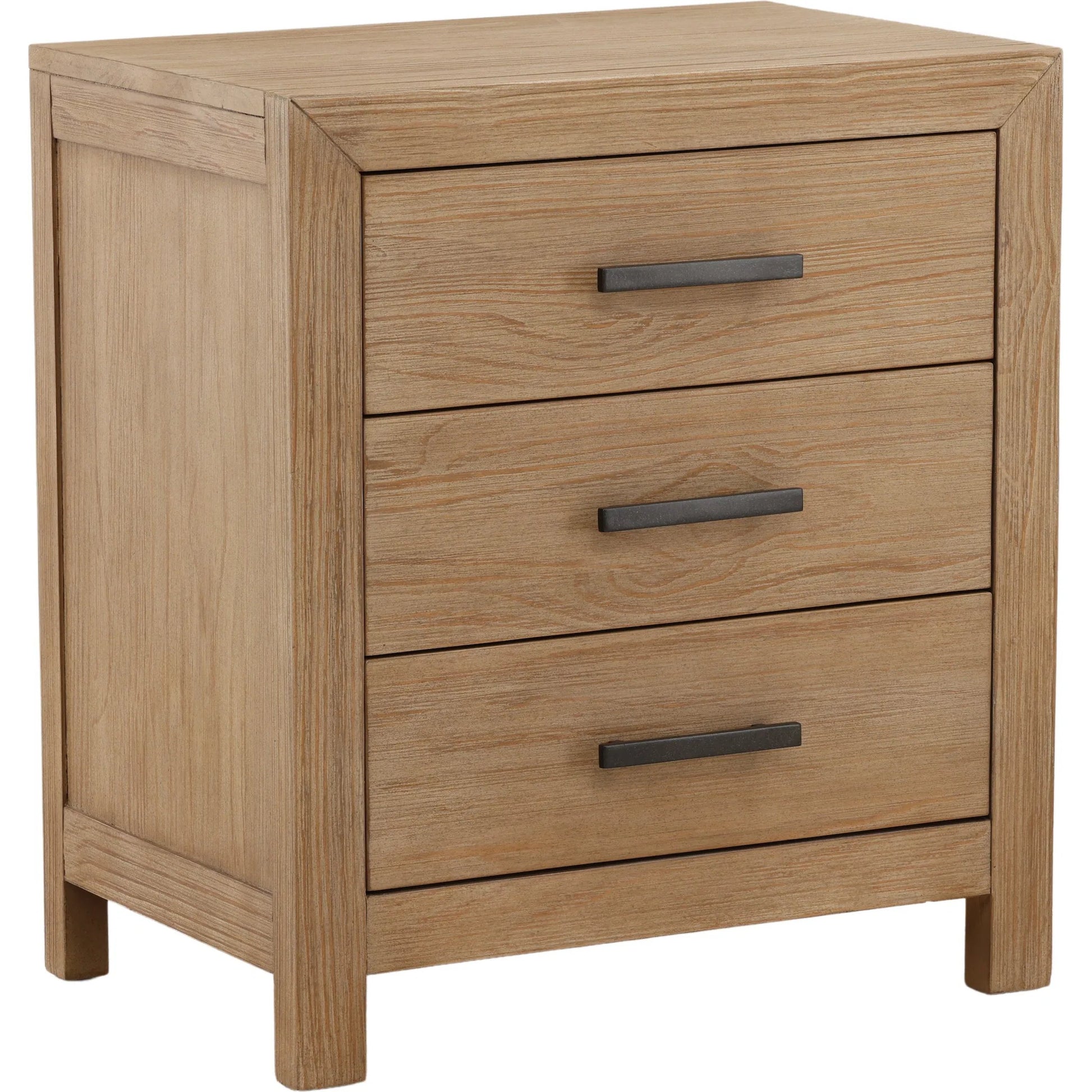 Astrid Nightstand by Arch & Plane in light warm wash. Made from pine wood in a unique style.