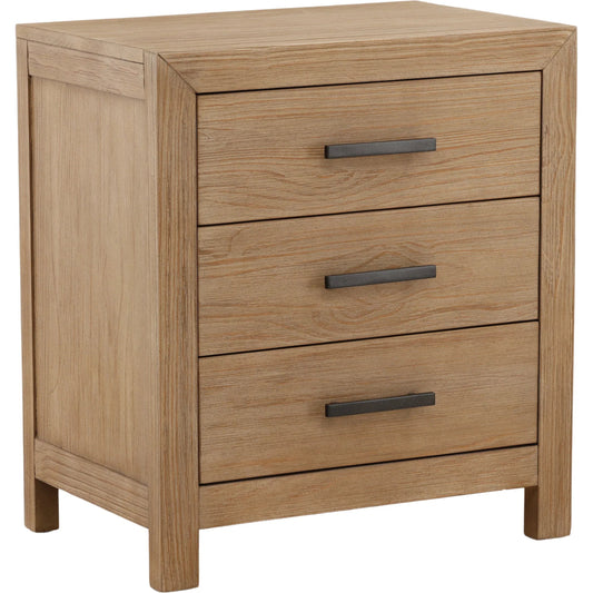 Astrid Nightstand by Arch & Plane in light warm wash. Made from pine wood in a unique style.