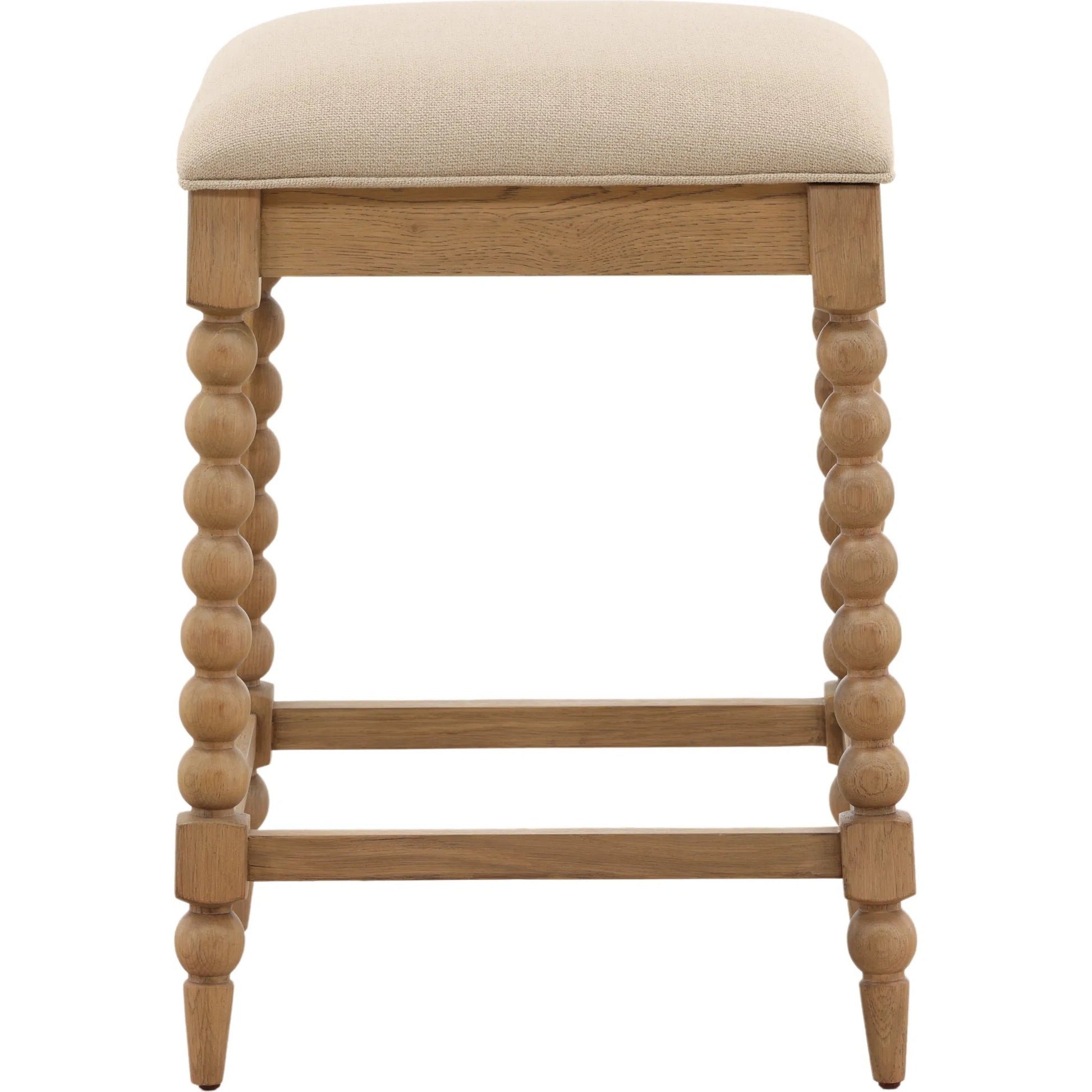 Antionette Counter Stool by Arch & Plane in beige, natural. Made from basketweave fabric, oak wood in a unique style.