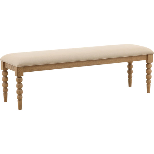 Antionette Bench by Arch & Plane in beige, natural. Made from basketweave fabric, oak wood in a unique style.
