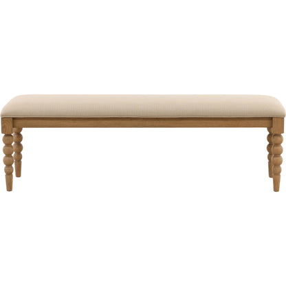 Antionette Bench by Arch & Plane in beige, natural. Made from basketweave fabric, oak wood in a unique style.