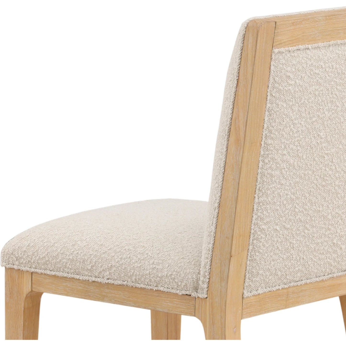 006 SI-2532838 | Closeup | Willa Dining Chair (Set of 2) by Arch & Plane in cream, natural. Made from boucle fabric, rubber wood in a unique style.