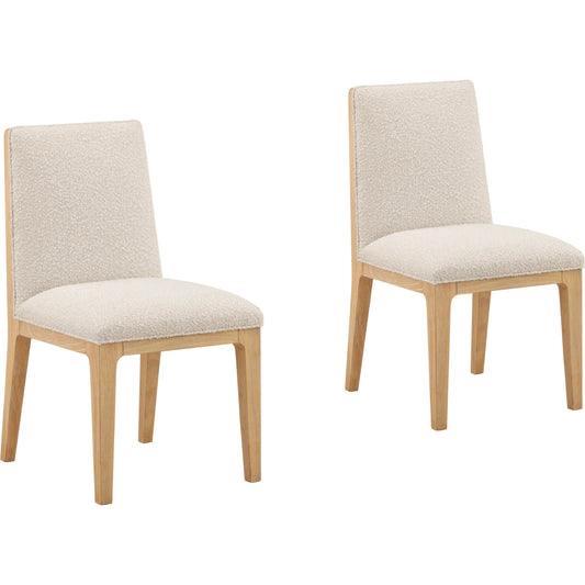 Willa Dining Chair (Set of 2) by Arch & Plane in cream, natural. Made from boucle fabric, rubber wood in a unique style.