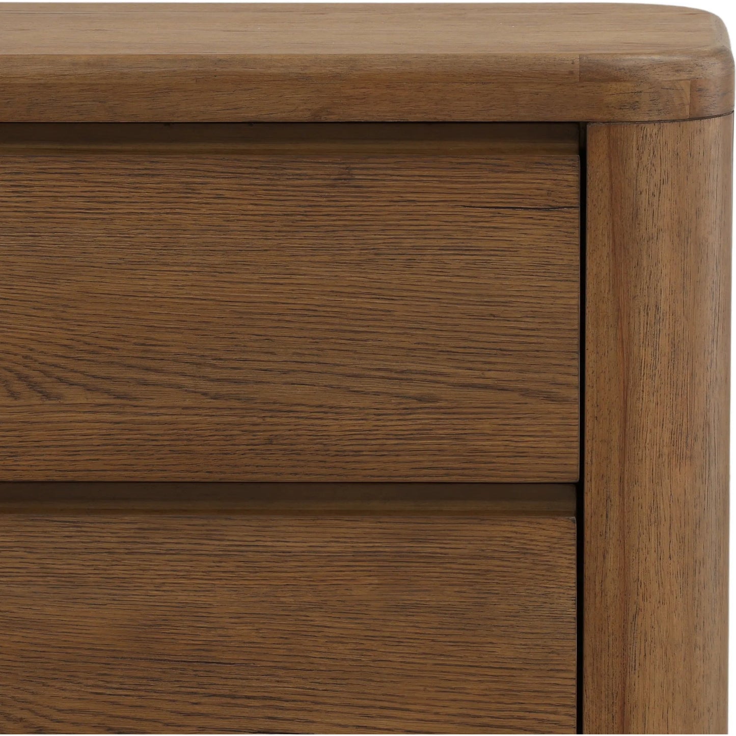 006 SI-2532840 | Closeup | Leon Nightstand by Arch & Plane in brown. Made from oak veneer, rubber wood in a unique style.