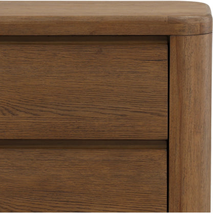 Leon Nightstand by Arch & Plane in brown. Made from oak veneer, rubber wood in a unique style.