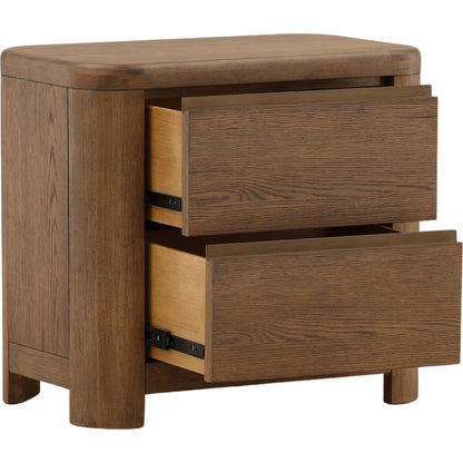 Leon Nightstand by Arch & Plane in brown. Made from oak veneer, rubber wood in a unique style.