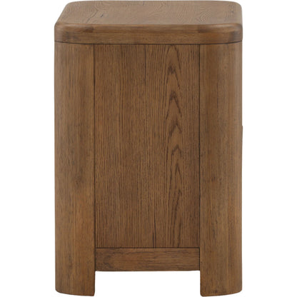 Leon Nightstand by Arch & Plane in brown. Made from oak veneer, rubber wood in a unique style.