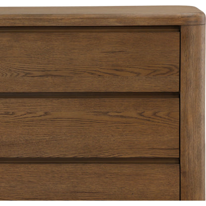 Leon Dresser by Arch & Plane in brown. Made from oak veneer, rubber wood in a unique style.