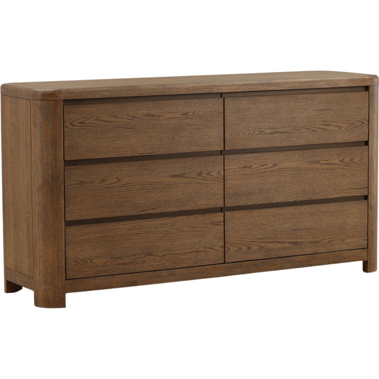 Leon Dresser by Arch & Plane in brown. Made from oak veneer, rubber wood in a unique style.