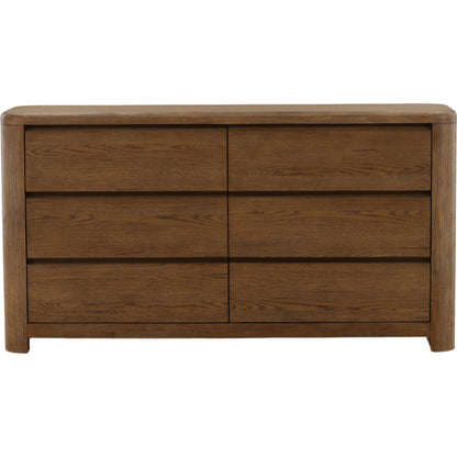 Leon Dresser by Arch & Plane in brown. Made from oak veneer, rubber wood in a unique style.