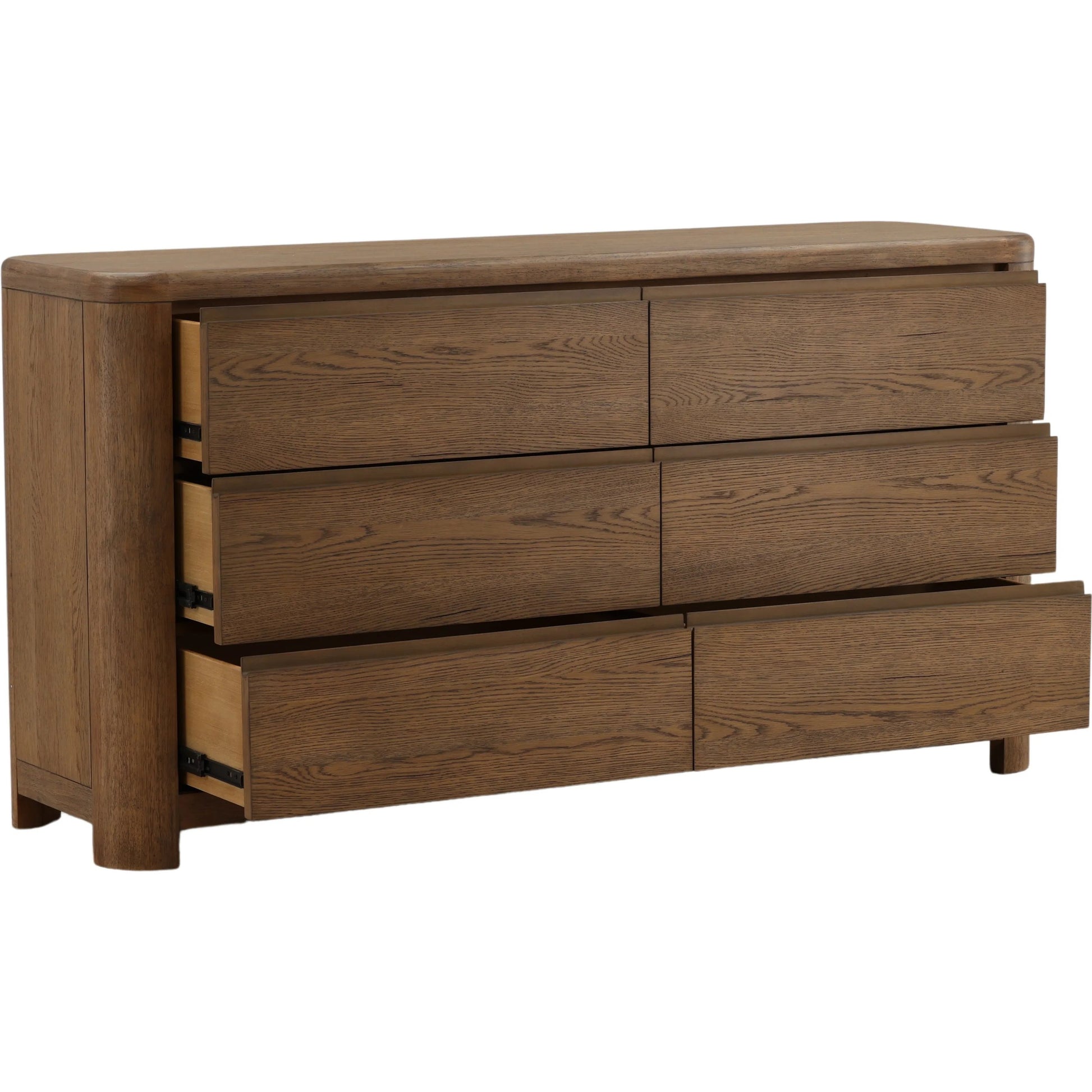 Leon Dresser by Arch & Plane in brown. Made from oak veneer, rubber wood in a unique style.