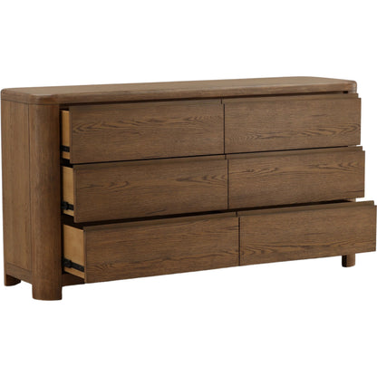 Leon Dresser by Arch & Plane in brown. Made from oak veneer, rubber wood in a unique style.
