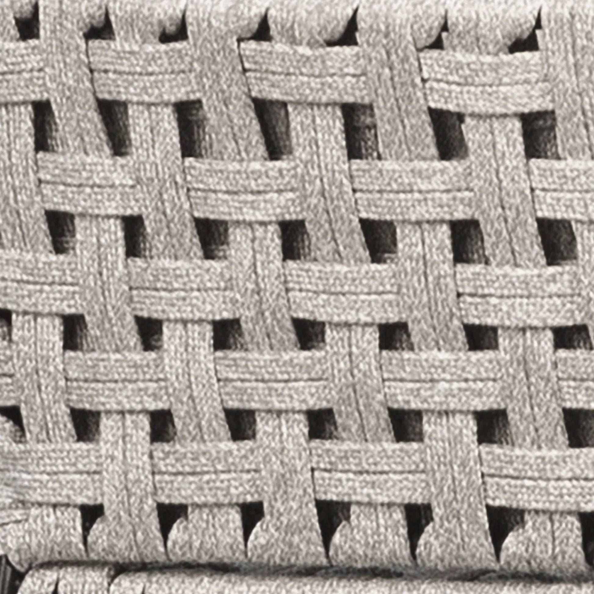 Indra Indoor/Outdoor Woven Rope Counter Stool by Arch & Plane in sand, brown, cream and natural cream color rope, powder coated black finish. Made from iron, wide polyethylene flat rope in a modern style.