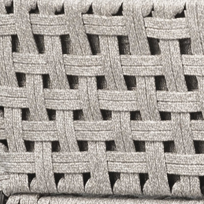 Indra Indoor/Outdoor Woven Rope Counter Stool by Arch & Plane in sand, brown, cream and natural cream color rope, powder coated black finish. Made from iron, wide polyethylene flat rope in a modern style.