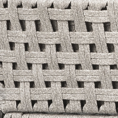 Indra Indoor/Outdoor Woven Rope Counter Stool by Arch & Plane in sand, brown, cream and natural cream color rope, powder coated black finish. Made from iron, wide polyethylene flat rope in a modern style.
