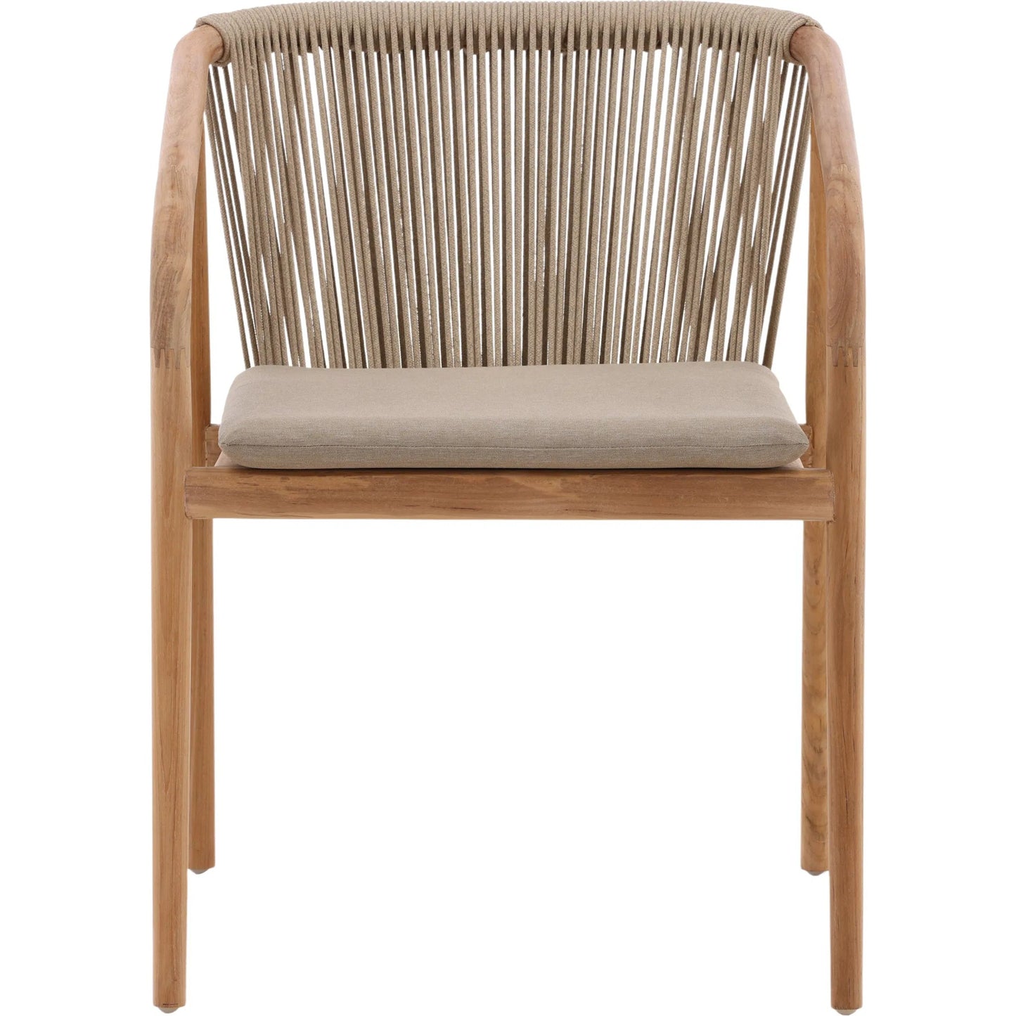 002 SI-2350630 | Additional Silo | Carson Outdoor Dining Chair by Arch & Plane in beige, natural. Made from synthetic rope, olefin fabric, teak wood in a transitional style.