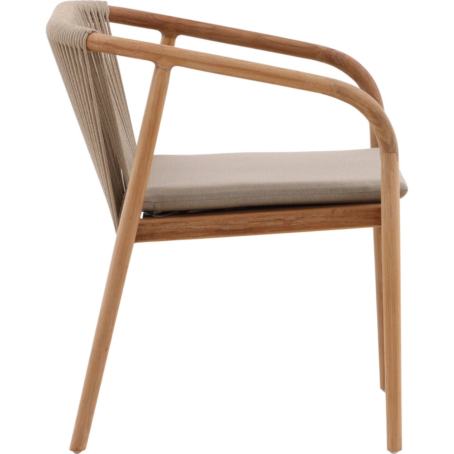 003 SI-2350630 | Additional Silo | Carson Outdoor Dining Chair by Arch & Plane in beige, natural. Made from synthetic rope, olefin fabric, teak wood in a transitional style.