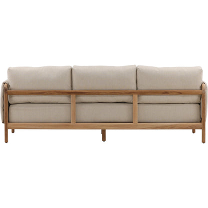 Chanel Outdoor Sofa by Arch & Plane in beige, natural. Made from outdoor basketweave fabric, teak wood in a transitional style.