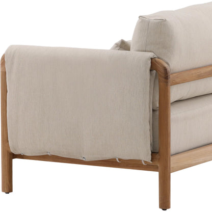 Chanel Outdoor Sofa by Arch & Plane in beige, natural. Made from outdoor basketweave fabric, teak wood in a transitional style.