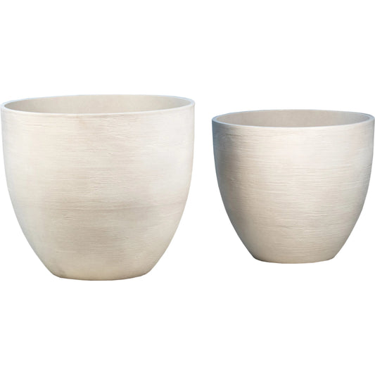 001 SI-2075322 | Primary Silo | Fallon Indoor/Outdoor Pots (Set of 2) by Arch & Plane in white and white finish. Made from fiberstone, sand composition in a modern style.