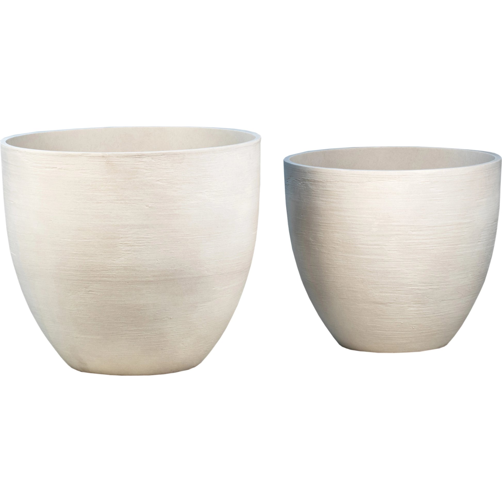 Fallon Indoor/Outdoor Pots (Set of 2) by Arch & Plane in white and white finish. Made from fiberstone, sand composition in a modern style.