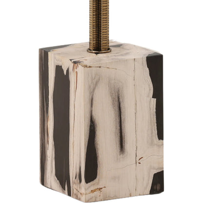 Ezra Side Table by Arch & Plane in black, brass. Made from petrified wood, stainless steel in a modern style.