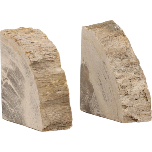 Pedroso Bookend (Set of 2) by Arch & Plane in natural. Made from petrified wood in a unique style.