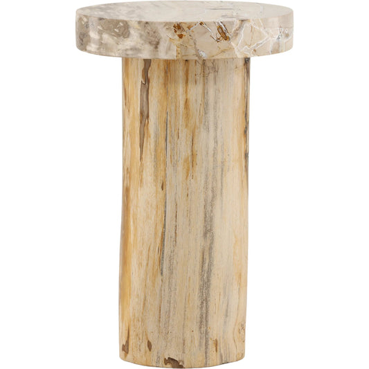 Rufino Side Table by Arch & Plane in natural. Made from petrified wood in a unique style.