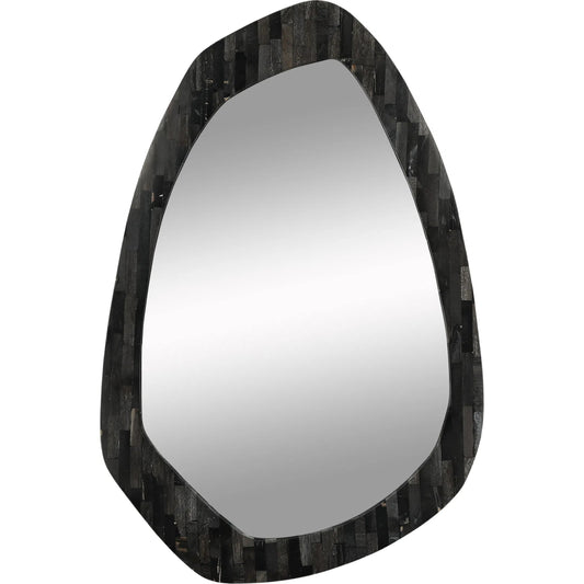 Yalena Mirror by Arch & Plane in black. Made from petrified wood in a unique style.