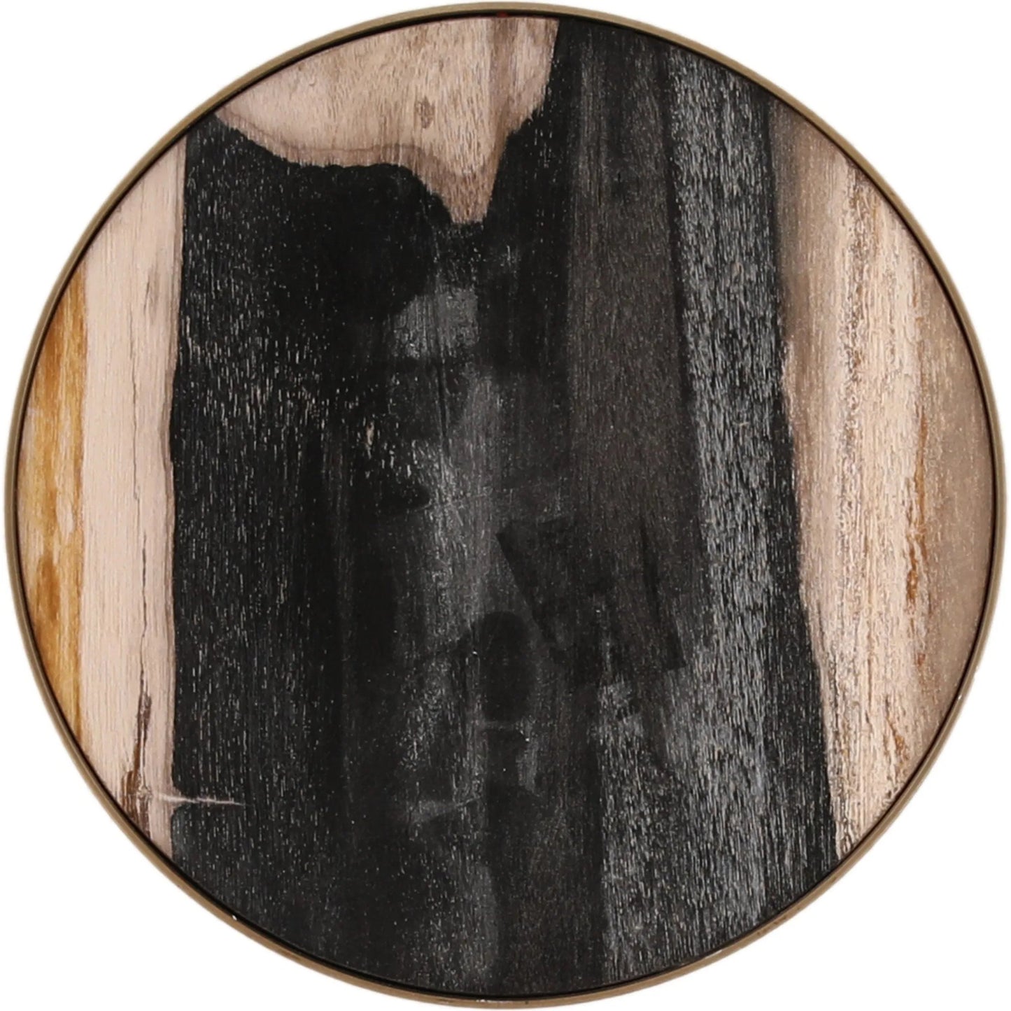 002 SI-2532855 | Additional Silo | Lance Side Table by Arch & Plane in black, bronze. Made from petrified wood, stainless steel in a unique style.