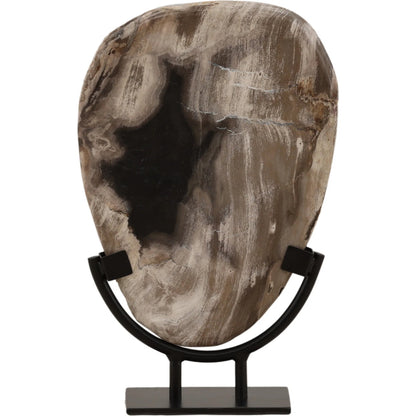 Taya Sculpture by Arch & Plane in black. Made from petrified wood, iron in a unique style.