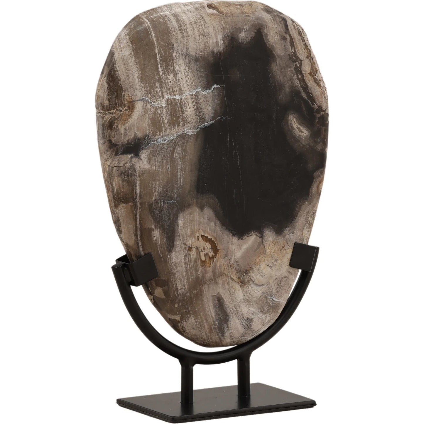 000 SI-2532856 | Primary Silo | Taya Sculpture by Arch & Plane in black. Made from petrified wood, iron in a unique style.