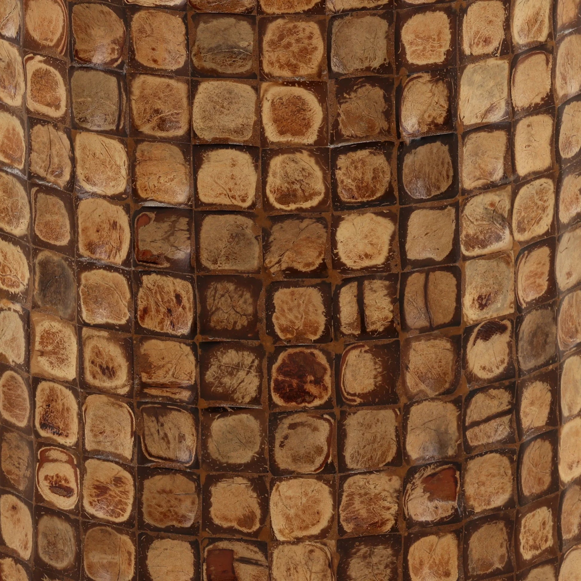 Stasia Side Table by Arch & Plane in natural. Made from coconut shell tiles in a unique style.