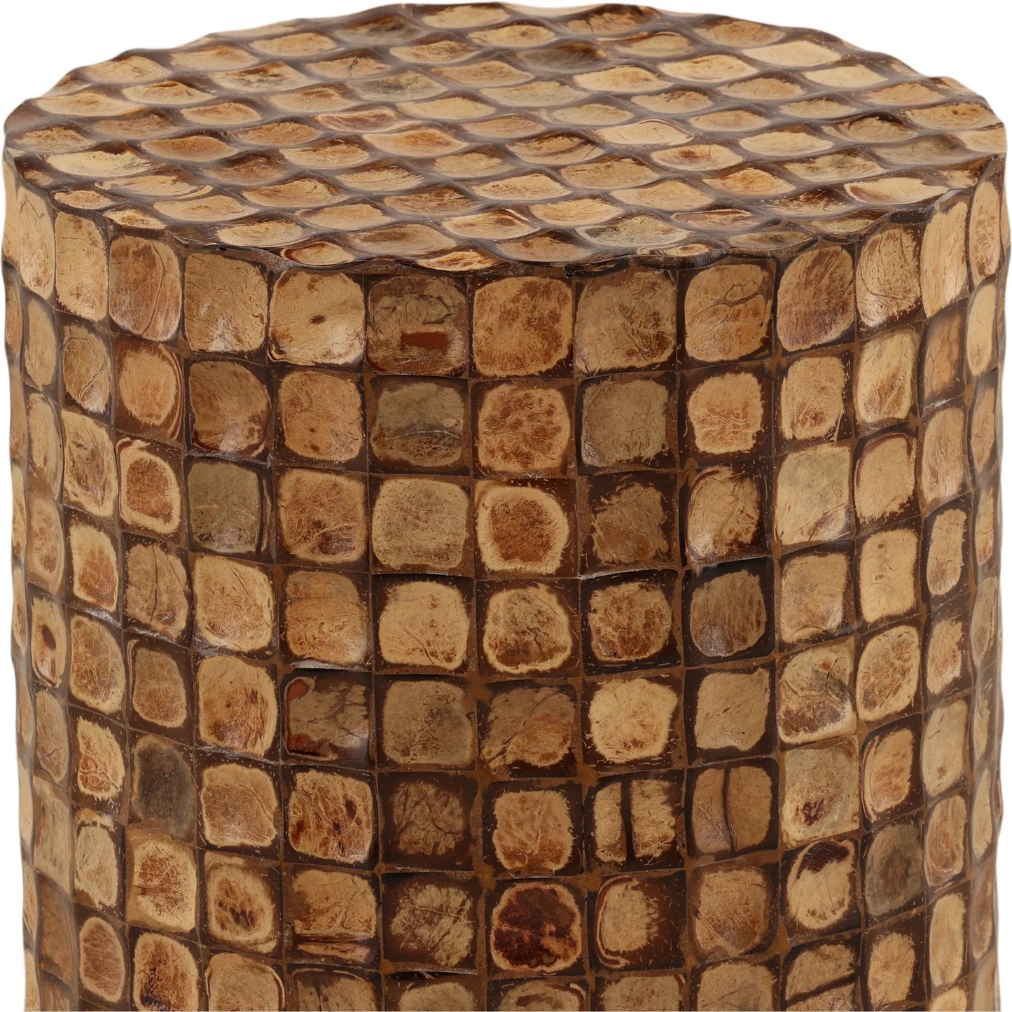 004 SI-2532865 | Closeup | Stasia Side Table by Arch & Plane in natural. Made from coconut shell tiles in a unique style.
