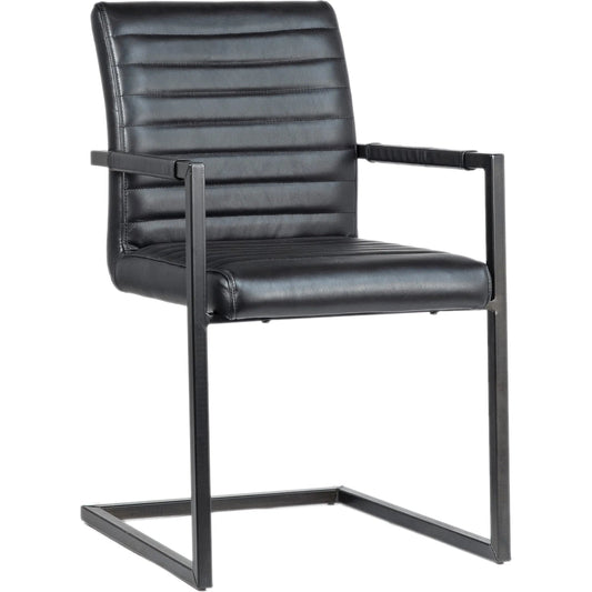 Tess Black Leather Dining Arm Chair by Arch & Plane in black. Made from top grain leather in a modern style.