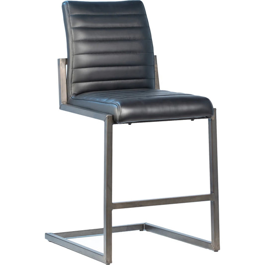 Tess Black Leather Counter Stool by Arch & Plane in black. Made from top grain leather in a modern style.